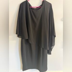 Hannah Black Chiffon Overlay Midi Dress